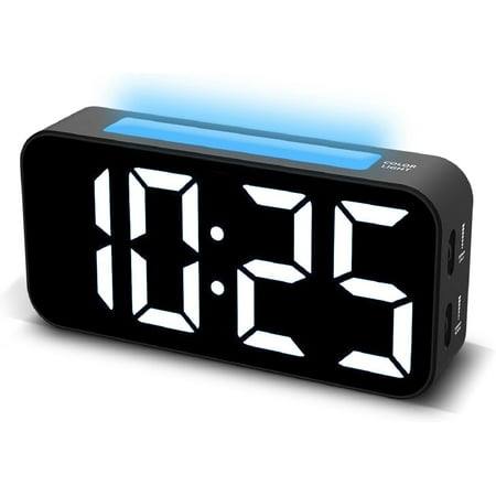 Loud Alarm Clocks for Bedrooms Heavy Sleepers, Digital Bedside Clock with Night Light, Large Display, Dual Alarm, Snooze, Dimmable for Kids Teens Boys Girls
