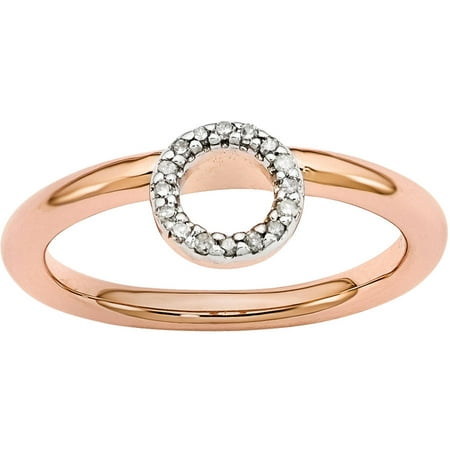 Stackable Expressions Halo Diamond Sterling Silver Pink-Plated Ring