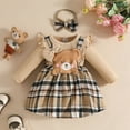 thumbnail image 2 of Gvdentm Baby Girl Outfits 3-6 Months Sweatshirt Romper Long Sleeve Plaid Print Bear Dress Skirt Clothes(Khaki,12-18 Months), 2 of 6