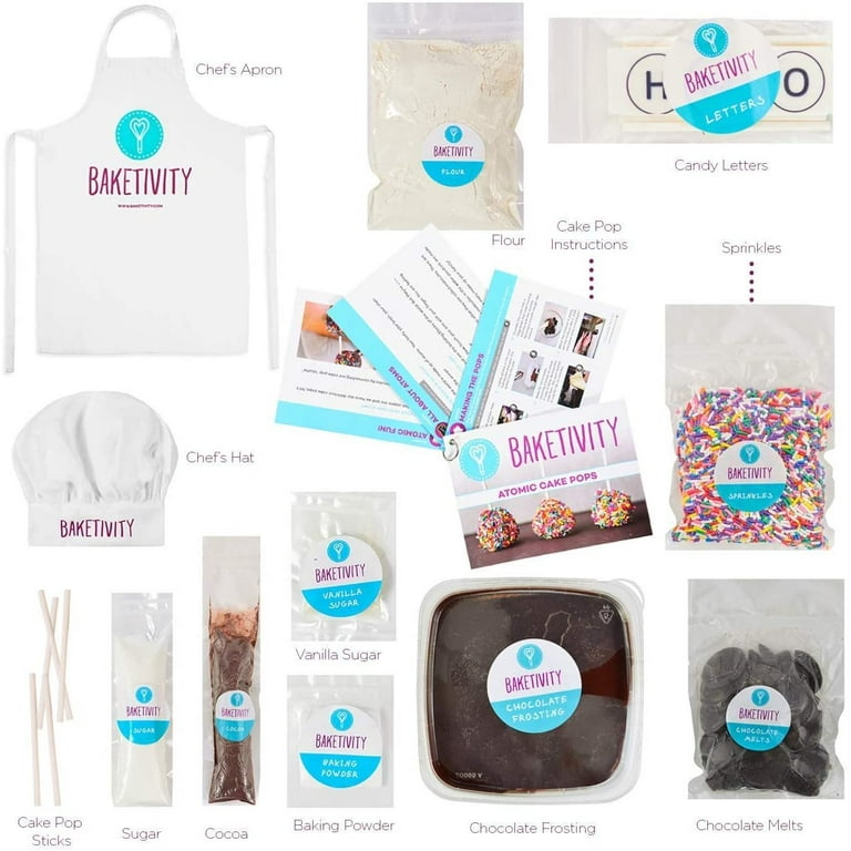 Baketivity Cake Pop Sticks Baking Kit, Cake Pop Kit For Kids, Diy  Beginner Cake Pop Supplies