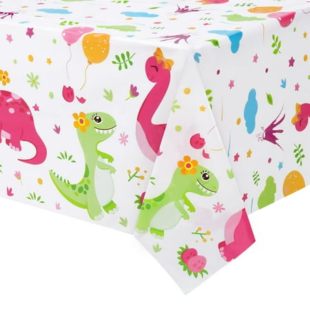 

WERNNSAI Dinosaur Printed Tablecloth - 86.6 x 52 Rectangular Plastic Disposable Table Covers Birthday Baby Shower Tea Party Dinosaur Party Supplies for Kids Girls
