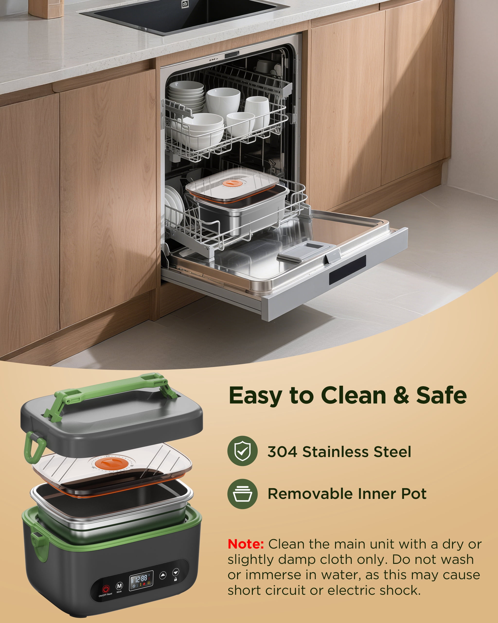 Cordless Electric Lunch Box for Adults,Battery Powered with Multi-Speed Adjustable Heating,1.2L Portable Food Warmer with Insulated Bag & Cutlery (Gray)