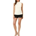 thumbnail image 2 of INSPIRAR CHIC Blusa sin mangas con cuello alto y volantes para mujer XL Blanca, 2 of 7