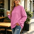thumbnail image 6 of Iroehba Fleece Womens Tops Solid Reversible Long Sleeve Mock Neck Sweatshirt, with Regular Cut and Drop Shoulder, Dressy Casual and Stylish, 6 of 9