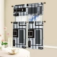 thumbnail image 6 of Dark Grey Kitchen Curtains Tiers and Valances Set 3 Piece for Windows Grey and Black Kitchen Window Curtains Set,Geometric Modern Art Valances for Living Room(36" Tiers Set), 6 of 6
