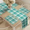 thumbnail image 2 of Ambesonne Teal Stripe Table Runner & Placemats, Plaid Inspired Layout, Placemat 4 pcs + Runner 12"x72", Teal Ivory, 2 of 2