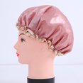 thumbnail image 6 of Grandest Birch Home Women Elastic Reusable Waterproof Shower Cap Head Hair Cover Bathing Hat Waterproof Dual Layer Elastic Solid C, 6 of 7