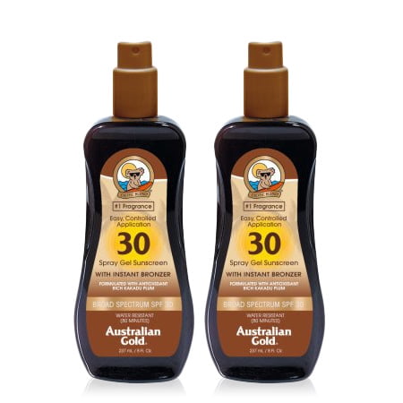 2 Pack) Australian Gold SPF 30 Spray Sunscreen w/ Bronzer, 8 FL OZ - Walmart.com