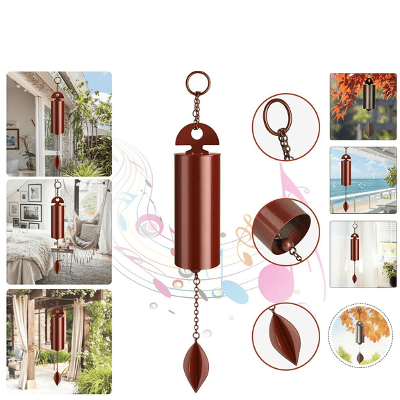 Large Deep Tone Serenity Metal Wind Chime, 9.84 Inch Heroic Steel Wind Bell for Outdoor Garden Patio Decor, Antique Copper Brown Finish, Gift Ready