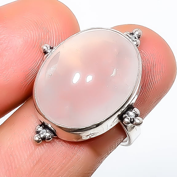 Rose Quartz - Madagascar 925 Sterling Silver Ring s.7 TR7508-1444, Christmas Gift, Gemstone Silver Jewelry, Rose Quartz Ring, New Year Sale