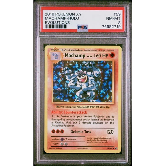 Graded 2016 Pokemon XY Evolutions Machamp Holo PSA 8 #59 Trading Card