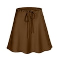 thumbnail image 4 of Ediodpoh Satin Mini Skirt with Adjustable Drawstring Waist Casual Ladies Wrap Skirt for Summer Skirts for Women Brown M, 4 of 4