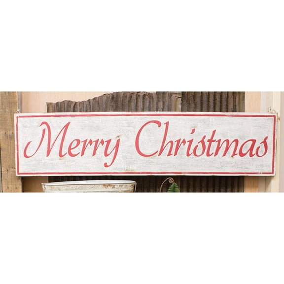 50" White Rectangular Sign with Merry Christmas Design