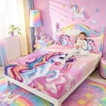 thumbnail image 3 of meiyoeat Colorful Magical Unicorn Queen Sheets For Kids,Cute Animals Queen Sheet Sets For Girls,4 Pieces, 3 of 6