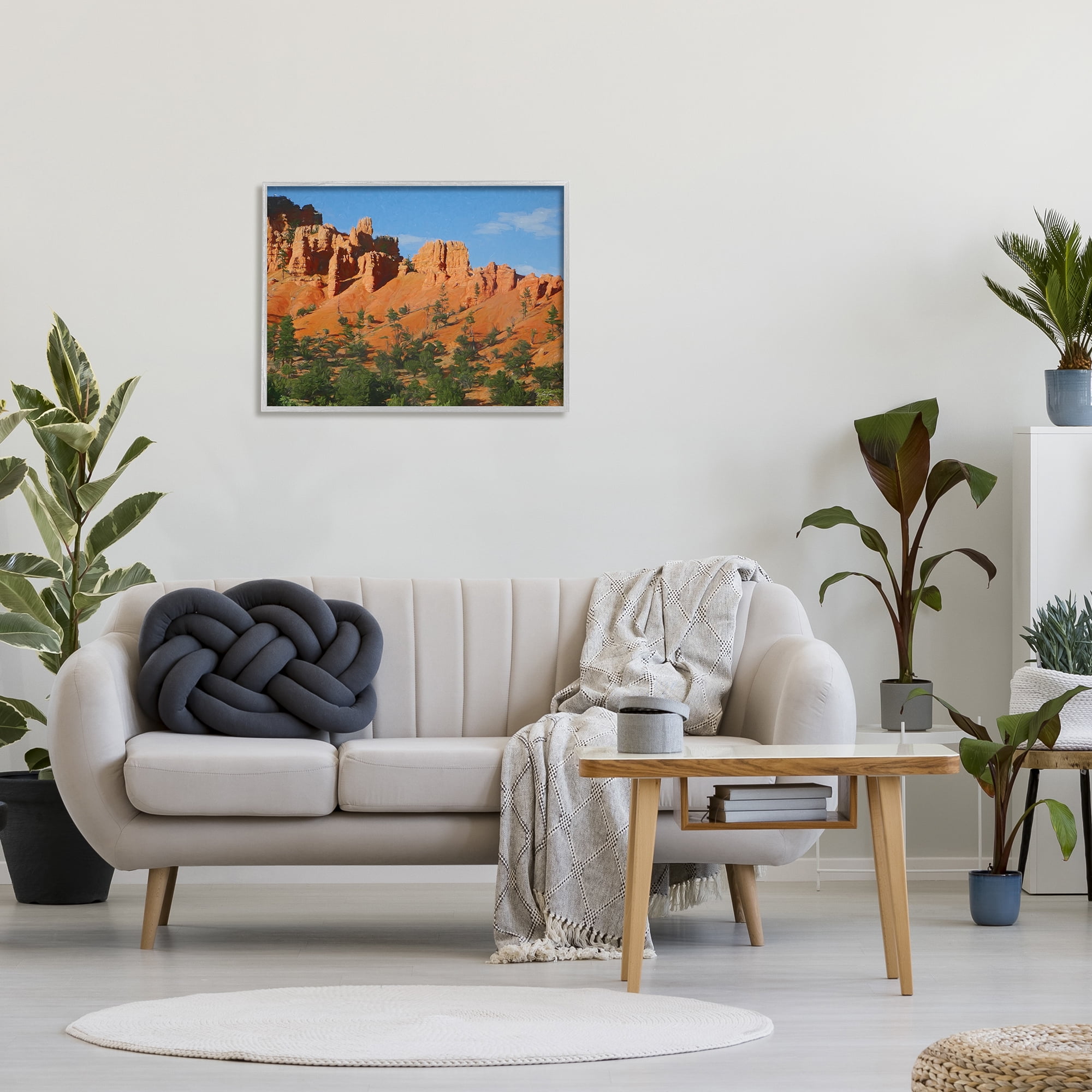 Stupell Desert Canyon Valley Slope Landscape Painting Gray Framed Art Print Wall Art