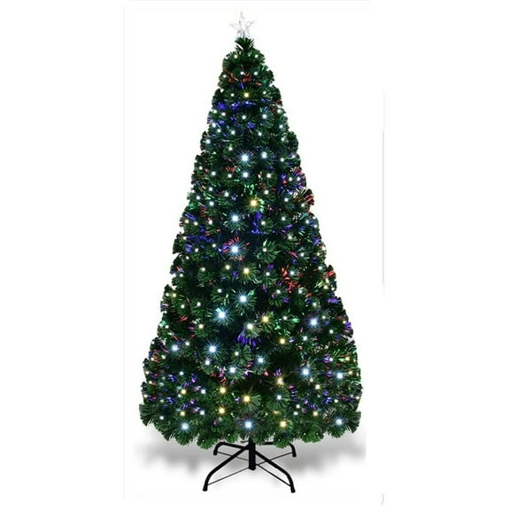 Noble 4 5 6 7FT Pre-Lit Fiber Optic Artificial Christmas Tree W/ Multicolor LED Lights