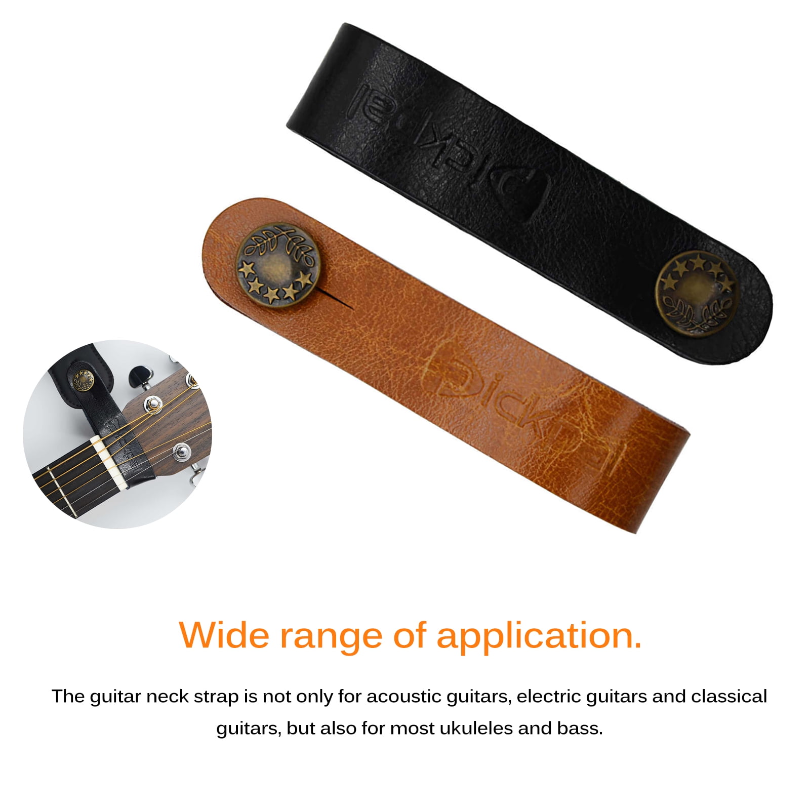 POYOLEE Leather Guitar Neck Strap Button Guitar Headstock Strap Tie