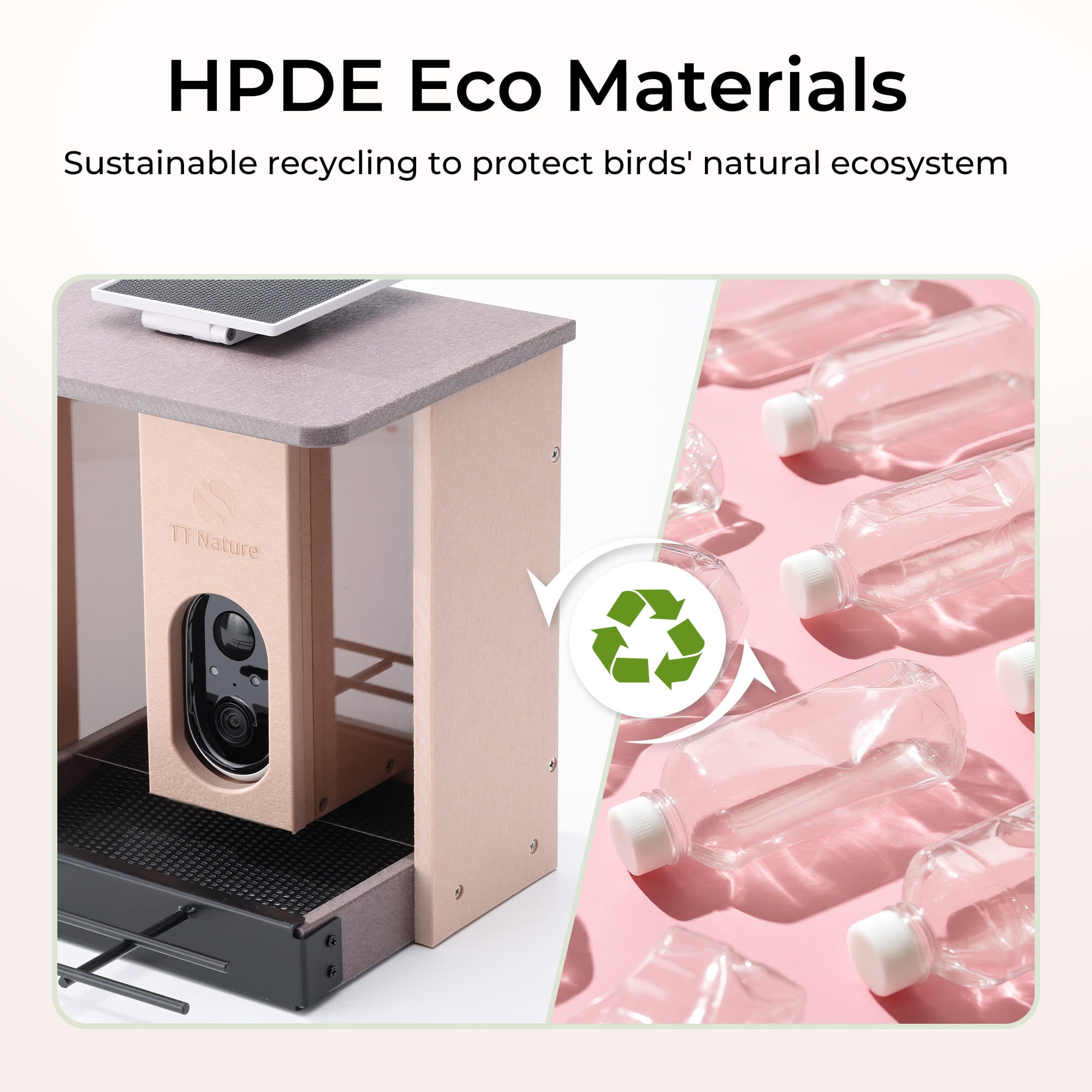 TT Nature HDPE Smart Bird Feeder with Camera, Solar Powered, AI Bird Identification, Auto Capture & Instant Alerts,  Perfect Gift for Bird Lovers
