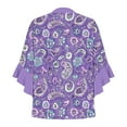 thumbnail image 5 of Xysaqa Ruffle 3/4 Sleeve Tops for Women Dressy Casual Business Work Blouses V Neck Boho Floral Print Office Summer Blouse Flowy Tunic Tops S-2XL Summer Savings (Not Chiffon), 5 of 5