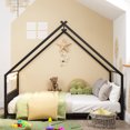 thumbnail image 2 of GUNAITO Full Size House Bed with Safety Rails & Decorable Roof, Black, 2 of 7