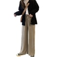 thumbnail image 1 of Qarigey Pantalones Mujer Pantalón Largo Pierna Ancha Pantalón Casual Mujer Cintura Alta Prendas para la parte inferior del cuerpo Albaricoque S, 1 of 8