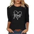 thumbnail image 2 of OKBOP Black Ladies Tops Plus Size Crew Neck Jesus 3/4 Sleeve Easter T-Shirts Ladies Shirts and Tops, 2 of 4