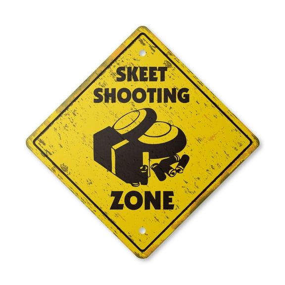 Skeet Vintage Crossing Sign Zone Xing | Indoor/Outdoor Plastic | 17" Tall rustic shooter clays shotgun guns range shoot shot gun
