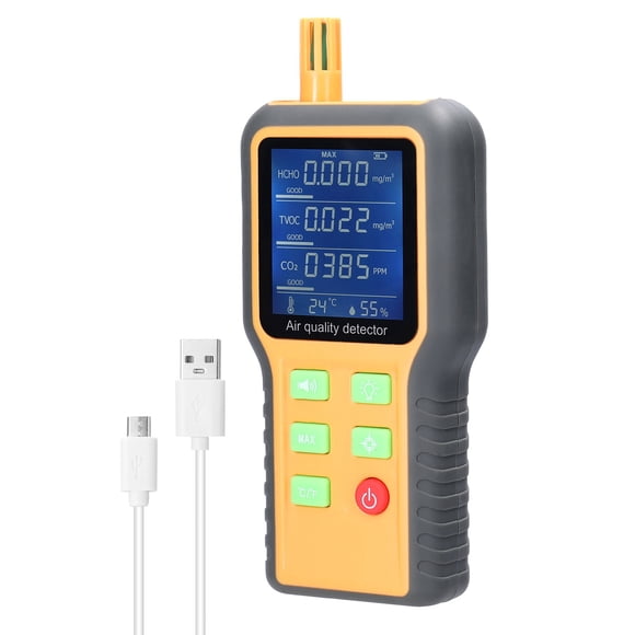 Riwcyla Household Air Quality Multifunctional TH Sensors CO2 Tester LCD Display with Backlit Carbon Dioxide TVOC HCHO Value Humidity Detect Self,calibration with Function
