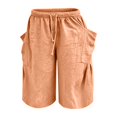thumbnail image 4 of Women's Loose Fit Wide Leg Pants Summer Cotton Linen Casual Five Quarter Pants Elastic Waist with Drawstring Trouses by Yigetop Yellow M, 4 of 6