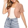 thumbnail image 4 of Conairie Cropped Cardigan for Women Shrug Chiffon Open Front Ruffle Sleeve Cropped Bolero for Evening Dressy Elegant Blouse Tops Open Front Cardigan Pink XXL, 4 of 6