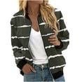 thumbnail image 2 of PNTUTB Women's Fashion Casual Striped Print Zipper Long Sleeve Jacket with Pockets, 2 of 6
