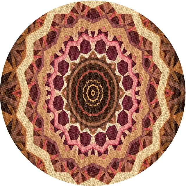 Ahgly Company Machine Washable Indoor Round Transitional Construction Cone Orange Area Rugs, 5' Round