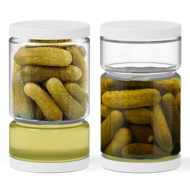 Recipiente para pepinillos Fortidy de vidrio con colador, 1,3 L, 2 unidades, blanco