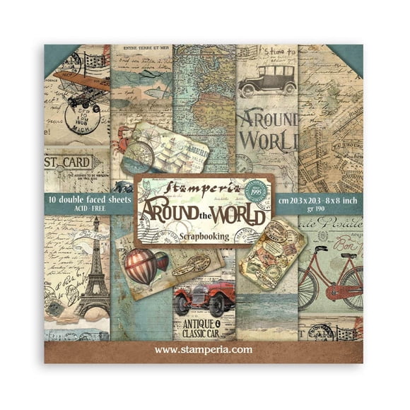 STAMPERIA INTERNATIONAL KFT PAPER PAD 8X8 10PK ALREDEDOR DE 20,3 x 20,3 (8"" x 8"") Multicolor