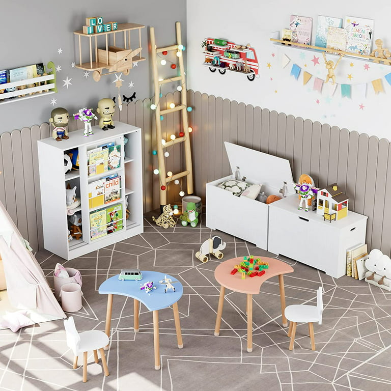 Modern White Kids Bookshelf Toy Storage Shelf in Manufacture Finish