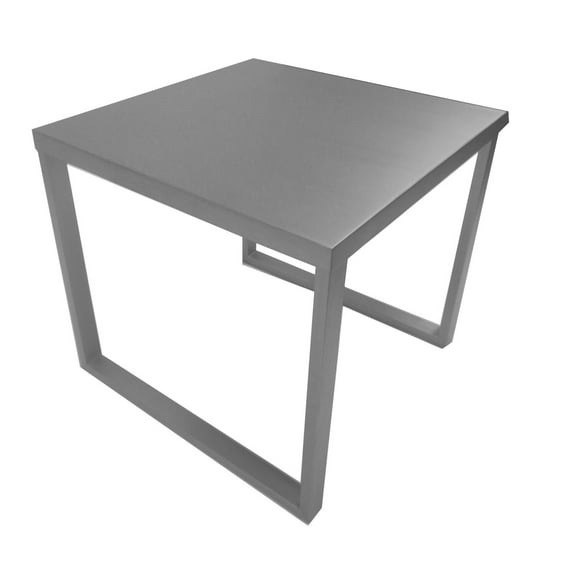 Benjara Tom 22" Side End Table- Square Top- Square Legs- Gray Brushed Metal