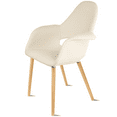 thumbnail image 6 of 2xhome Mid Century Modern Upholstered Fabric Organic Accent Living Room Dining Arm Chair with Natural Wooden Legs, Off White Cream, Set of 1, 1 piece, 6 of 8