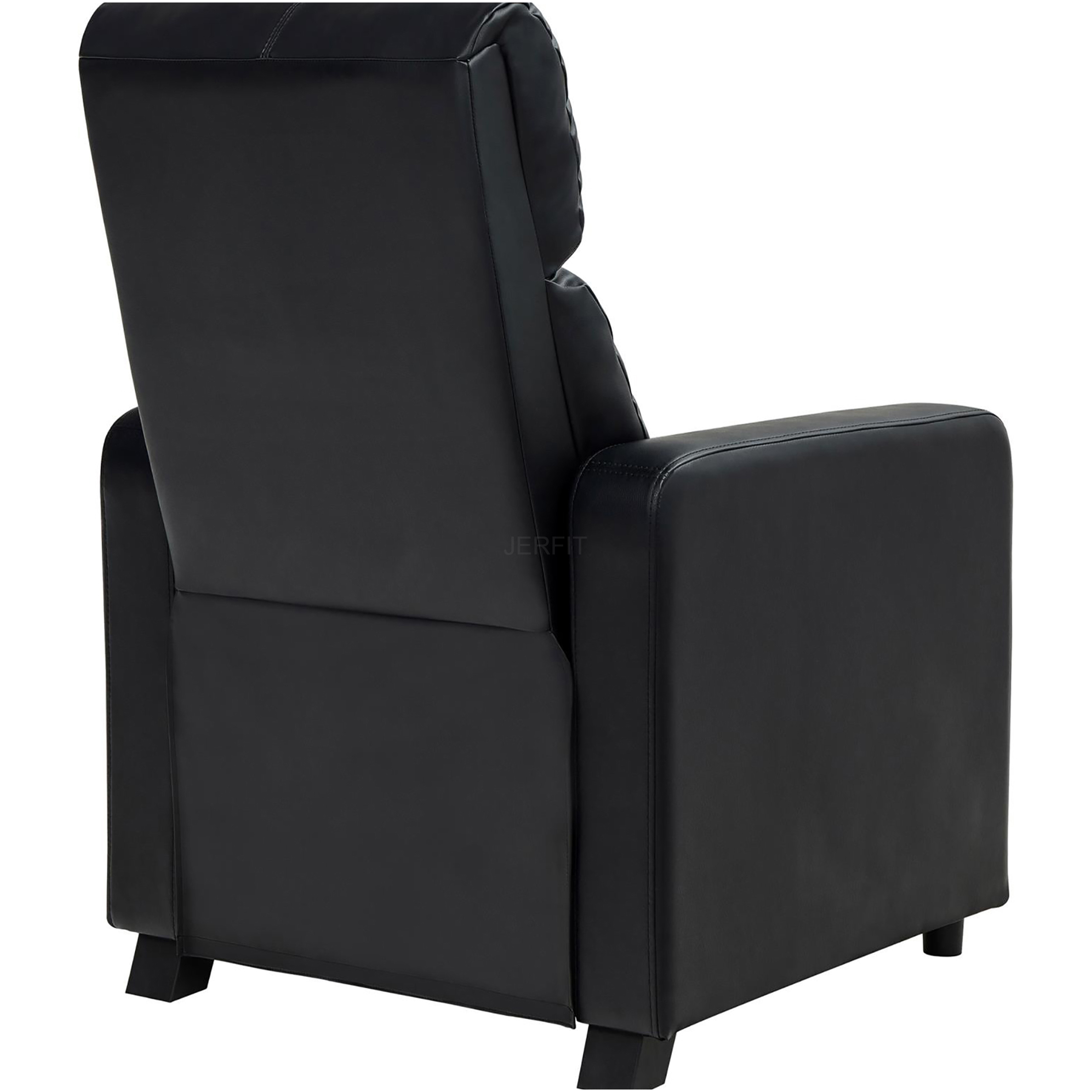 JERFIT Modern Push Back Recliner Chair - Black Faux Leather Upholstered Manual Reclining Chair for Living Room, Home Theater