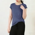 thumbnail image 4 of JDQJBZ Womens Loungewear Solid Color Loose Round Neck Short Sleeve Pants Set, 4 of 5
