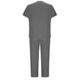 thumbnail image 3 of CheerKidz Pants Sets for Women Solid Color Drawstring Pants Protective-Suit Short Sleeve V-Neck Shirts Sets with Pockets 2 Piece Outfits(Gray,S), 3 of 5