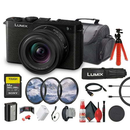 Panasonic Lumix S9 Full Frame Mirrorless Camera with 18-40mm f/4.5-6.3 Lens, Compact, Lightweight (Black) (DC-S9NK)   64GB Memory Card   Camera Bag   Lens Filter Kit   Flexible Tripod   More