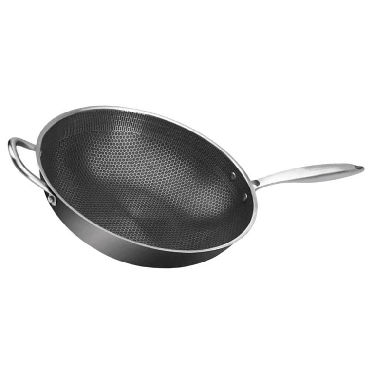 Honeycomb Non-Stick Stainless Steel Wok Metal Utensil Safe Scratch Pan  China Kitchenware - China Wok and Non Stick price