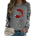 thumbnail image 4 of Fiaer Christmas Women Sweatshirts Shine Glass Snowflakes Xmas Pullovers Crew Neck Plus Size Baggy Trendy Tops Grey XXL, 4 of 5