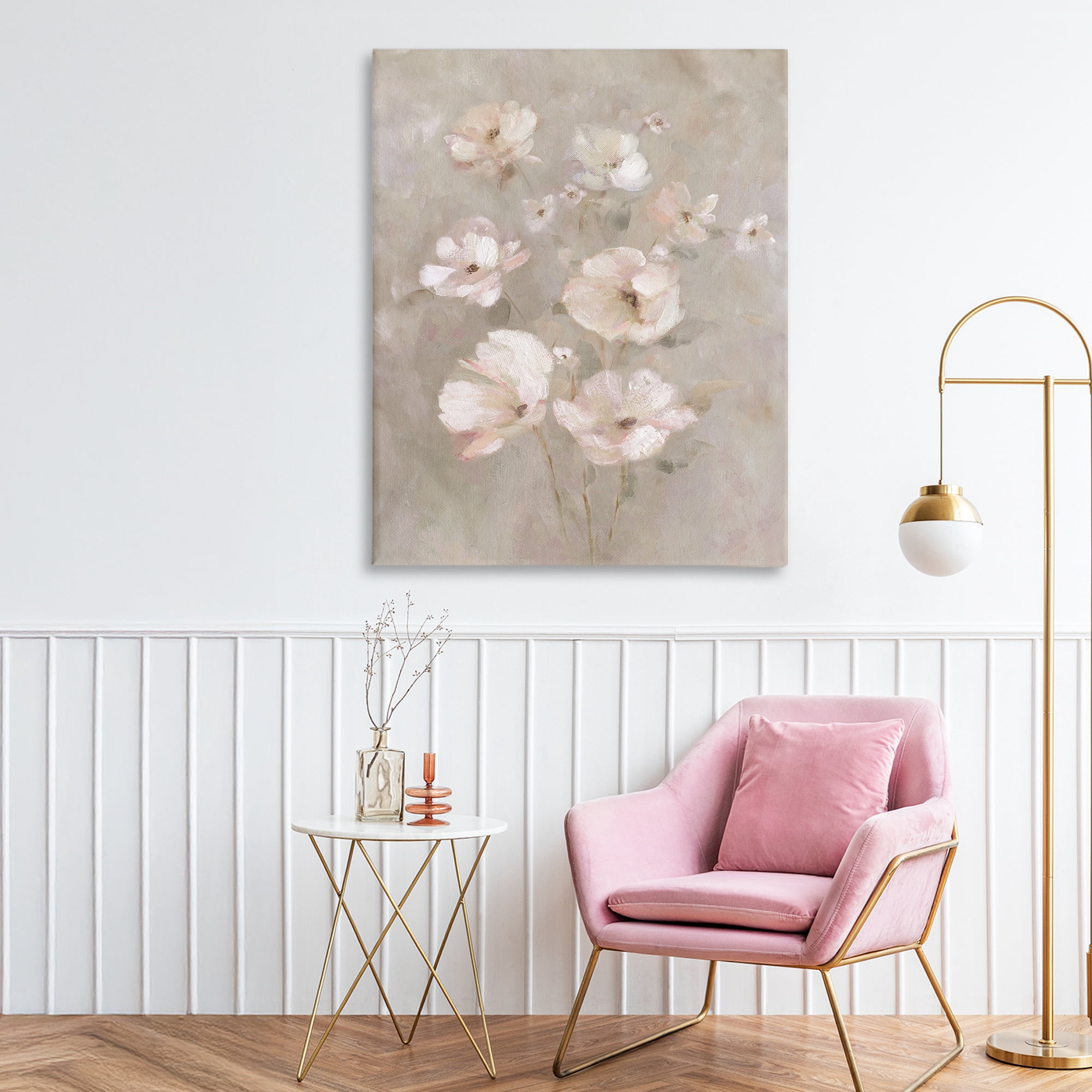 Stupell Industries Blush Florals over Beige Canvas Wall Art, design by Carol Robinson
