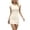 Beige, variant on Women's Bodycon Mini Dress Spring Summer Pleated Sleeveless Tight Fitted Crew Neck for Party Brown M