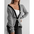 thumbnail image 5 of Cardigan Sweaters for Women Open Front Long Sleeve Button Down Knit Jackets with Pockets Fall Winter Outfits Gray M, 5 of 9