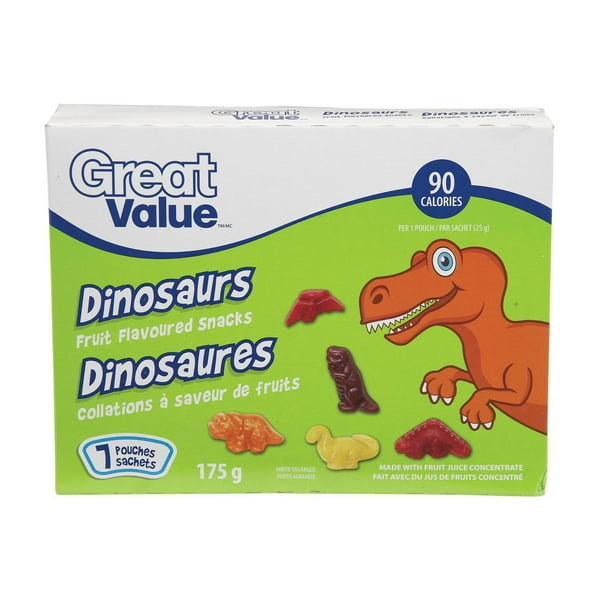 Collation à saveur de fruits Dinosaures de Great Value 7 x 25 g