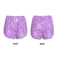 thumbnail image 3 of Gaeub Lilac Glittering Print Women's Athletic Shorts,High Waisted Running Shorts,Pocket Sporty Short,Gym Elastic Workout Shorts-Small, 3 of 7