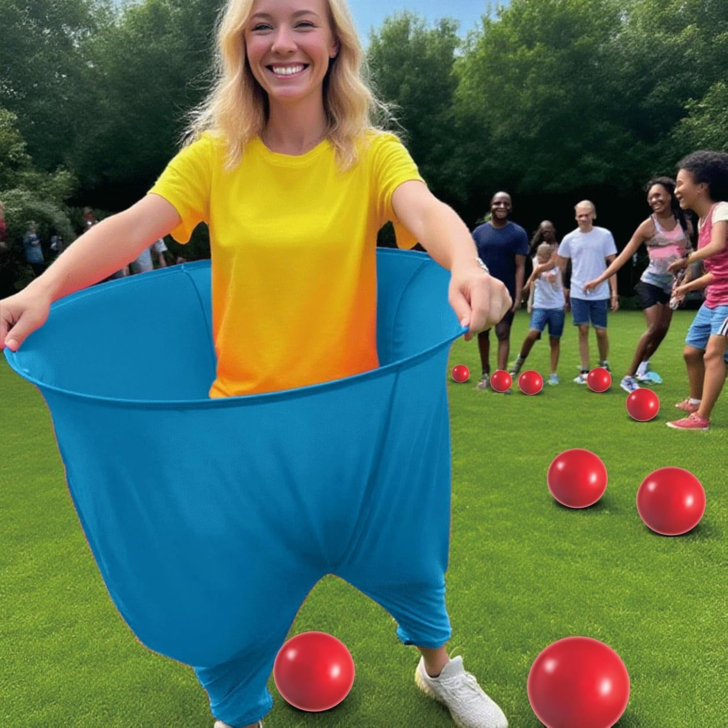 Granny Pants Yard Game, Oversized Granny Pants Outdoor Game for Adults, 8 Elastic Balls+Pump, Perfect for Family Reunion Games, Backyard Gatherings & Team Games