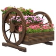 thumbnail image 1 of Outsunny Wooden Wagon Planter Box, Decorative 3-Tier Raised Garden Bed, 1 of 10